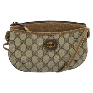 GUCCI GG Supreme Shoulder Bag PVC Beige Gold 904 02 020 Auth BA5087